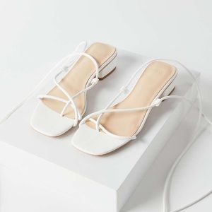 White Urban Outfitters Lace Up Kitten Heel Sandals